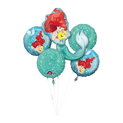 디즈니 [아마존베스트]Disney Little Mermaid Foil Balloon Bouquet, Pack of 5