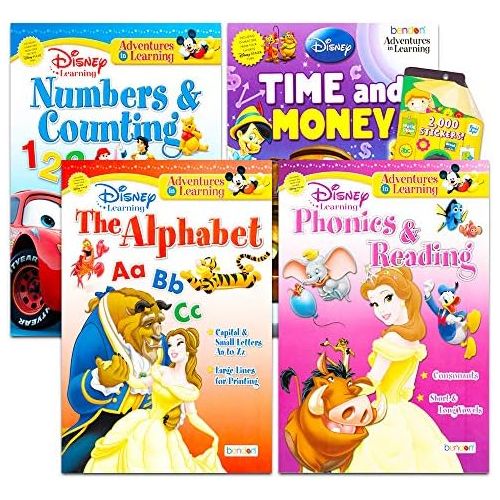 디즈니 [아마존베스트]Disney Workbooks Super Set Kindergarten First Grade -- 4 Workbooks with Reward Stickers (Disney Alphabet Writing, Reading, Addition, Subtraction and More)