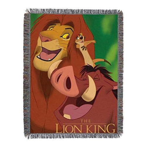 디즈니 [아마존베스트]Disneys The Lion King, Jungle Friends Woven Tapestry Throw Blanket, 48 x 60, Multi Color