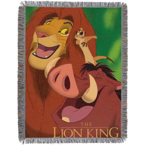 디즈니 [아마존베스트]Disneys The Lion King, Jungle Friends Woven Tapestry Throw Blanket, 48 x 60, Multi Color