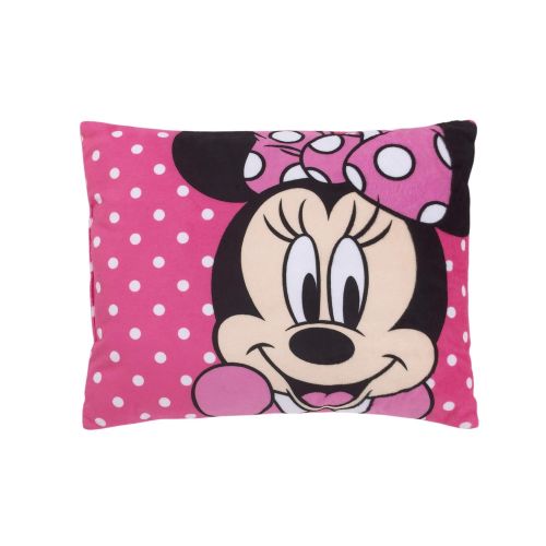 디즈니 [아마존베스트]Disney Minnie Mouse Bright Pink Soft Plush Decorative Toddler Pillow, Pink, White, Black