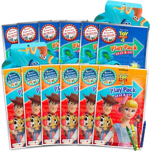 디즈니 [아마존베스트]Disney Pixar Toy Story 4 Party Favors Pack ~ Bundle of 12 Toy Story Play Packs Filled with Stickers, Coloring Books, Crayons with Bonus Finding Dory Stickers (Toy Story Party Suppl