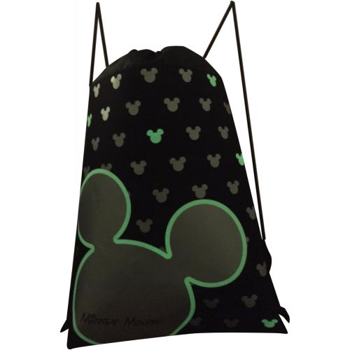 디즈니 [아마존베스트]Disney Mickey Mouse Glow in the Dark Drawstring Backpack with Bonus Wristlet Wallet (Silver)