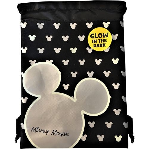 디즈니 [아마존베스트]Disney Mickey Mouse Glow in the Dark Drawstring Backpack with Bonus Wristlet Wallet (Silver)