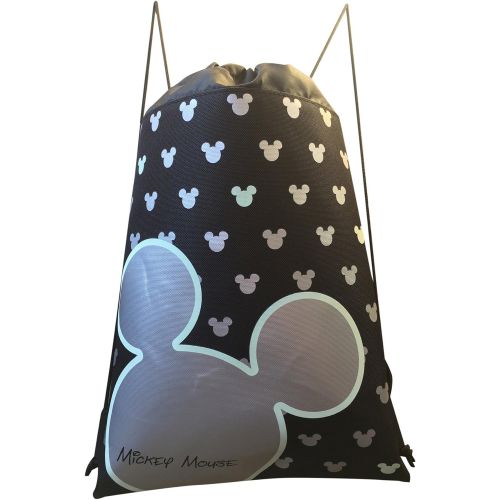 디즈니 [아마존베스트]Disney Mickey Mouse Glow in the Dark Drawstring Backpack with Bonus Wristlet Wallet (Silver)