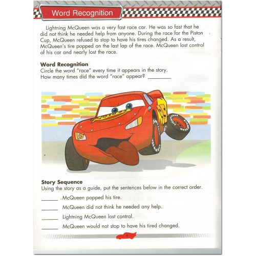 디즈니 [아마존베스트]Disney Cars Learning Set Kids -- Reading Workbook, Math Workbook, Addition/Subtraction Flashcards, Reward Stickers