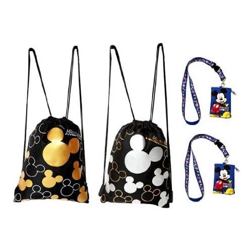 디즈니 [아마존베스트]Disney Mickey Mouse Drawstring Backpacks and Blue Lanyards 4 Pack