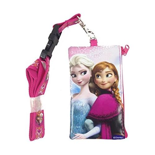 디즈니 [아마존베스트]Disney Frozen Elsa and Anna KeyChain Lanyard Fastpass ID Ticket Holder Pink
