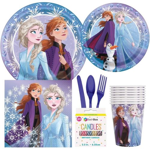 디즈니 [아마존베스트]Disney Frozen Birthday Party Supplies Pack Including Cake & Lunch Plates, Cutlery, Cups, Napkins (8 Guests)