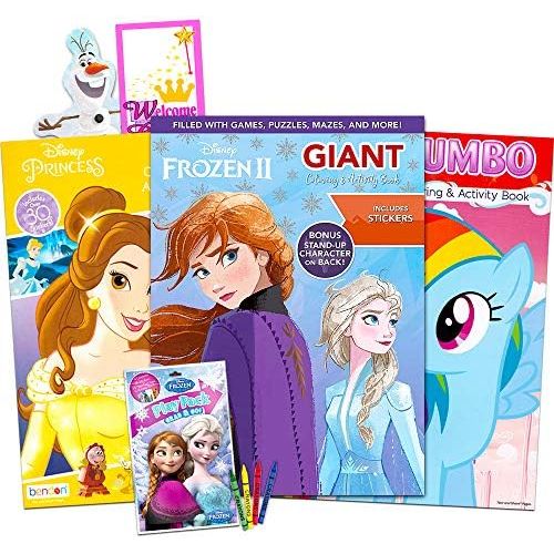 디즈니 [아마존베스트]Disney MLP Coloring Book Super Set for Girls -- 3 Giant Coloring Books Featuring Disney Princess, Frozen and My Little Pony (Includes Disney Princess Stickers)