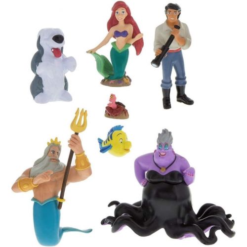 디즈니 [아마존베스트]Disney Parks Exclusive Little Mermaid Ariel Collectible Figurine Playset Play Cake Topper Set