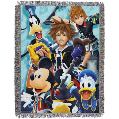 디즈니 [아마존베스트]Disneys Kingdom Hearts, Ready for the Road Woven Tapestry Throw Blanket, 48 x 60, Multi Color