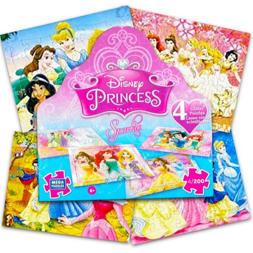 디즈니 [아마존베스트]Disney Princess 4 Glitter 200 Piece Puzzles