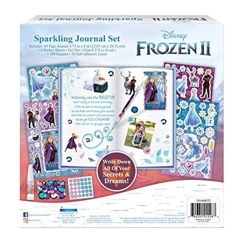 디즈니 [아마존베스트]Disney Frozen 2 from Kids Journal Diary for Kids with Sequins and gems Sparkle Diary Journal Set