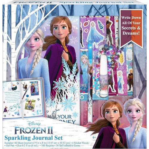 디즈니 [아마존베스트]Disney Frozen 2 from Kids Journal Diary for Kids with Sequins and gems Sparkle Diary Journal Set