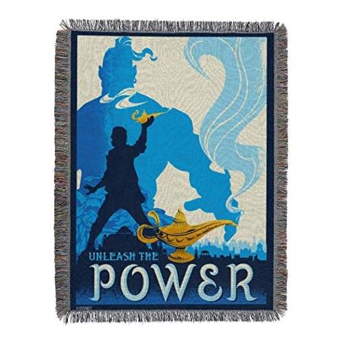 디즈니 [아마존베스트]Disneys Aladdin, Unleash The Power Metallic Woven Tapestry Throw Blanket, 48 x 60, Multi Color