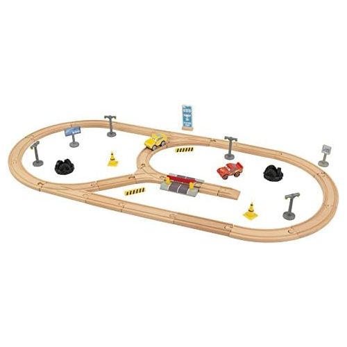 디즈니 [아마존베스트]Disney KIDKRAFT Pixar Cars 3 Build Your Own 55 Piece Wooden Racetrack