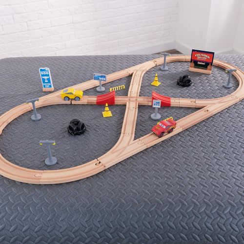 디즈니 [아마존베스트]Disney KIDKRAFT Pixar Cars 3 Build Your Own 55 Piece Wooden Racetrack