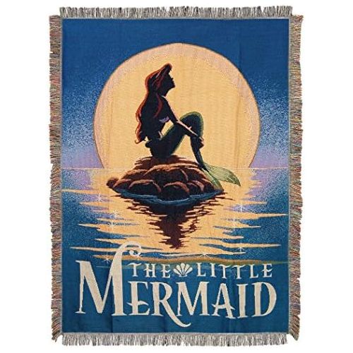 디즈니 [아마존베스트]Disneys The Little Mermaid, Poster Woven Tapestry Throw Blanket, 48 x 60, Multi Color