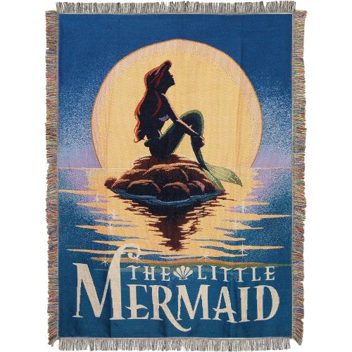 디즈니 [아마존베스트]Disneys The Little Mermaid, Poster Woven Tapestry Throw Blanket, 48 x 60, Multi Color