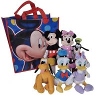 [아마존베스트]Disney 11 Plush Mickey Minnie Mouse Donald Daisy Duck Goofy Pluto 6-Pack in Tote Bag