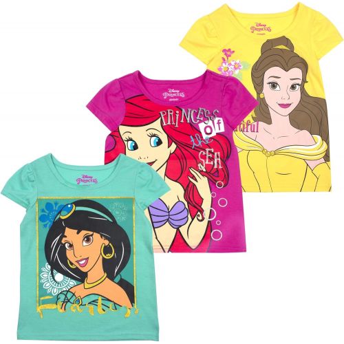 디즈니 [아마존베스트]Disney Princess T-Shirts for Girls  3 Pack Short Sleeve Graphic Tees 6X Grey