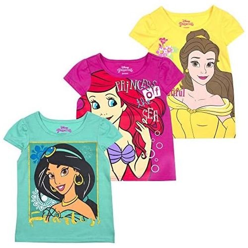 디즈니 [아마존베스트]Disney Princess T-Shirts for Girls  3 Pack Short Sleeve Graphic Tees 6X Grey