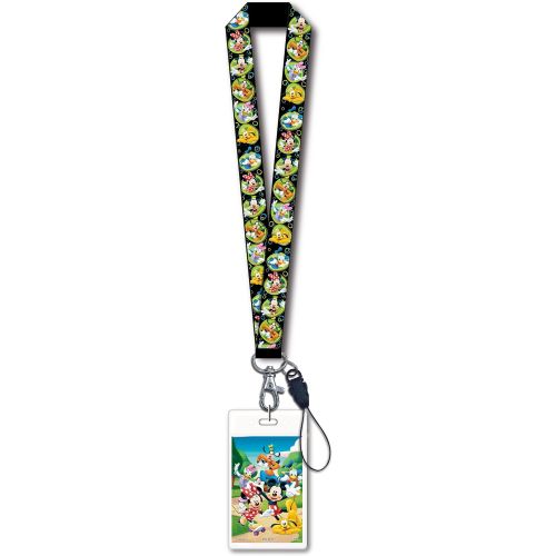 디즈니 [아마존베스트]Disney Mickey & Gang Black Lanyard with Card Holder