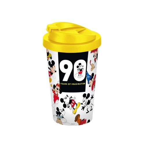 디즈니 [아마존 핫딜]  [아마존핫딜]Disney Mickey Mouse 12068 Disney Mickey 90 Jahre Muster Coffee to go Becher, Thermosbecher, Mehrwegbecher, Mehrfarbig