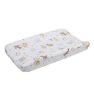 Disney Winnie The Pooh Classic Pooh 100% Cotton Quilted Changing Pad Cover, Ivory/Butter/Aqua/Orange