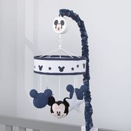 Disney Mickey Mouse Hello World Star/Icon Nursery Crib Musical Mobile, Navy, White, Grey