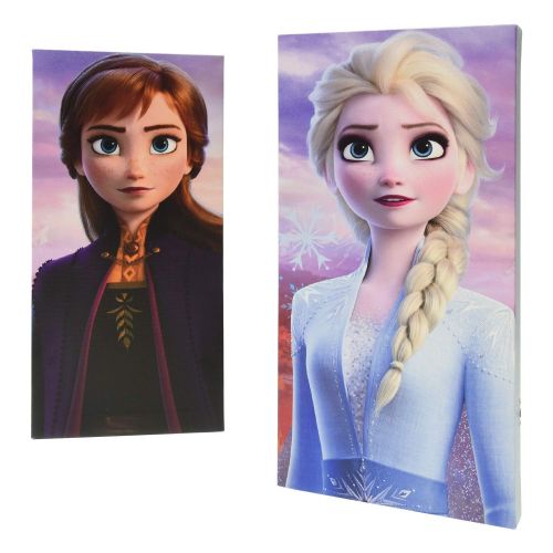 디즈니 Disney Frozen 2 2Piece LED Canvas Wall Art Featuring Anna & Elsa, 7 W x 14 H (Eachpiece), Multi