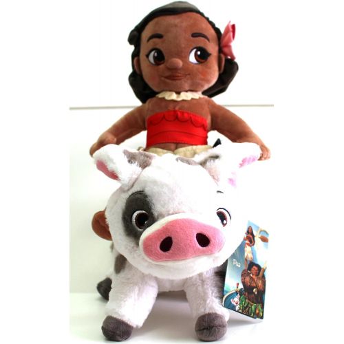 디즈니 Disney Moana & Pua, Plush Toys Animators Collection - Moana is 12 inches Tall - Pua is 7inches Tall and 10 inches Long - Genuine, Original, Authentic, Store