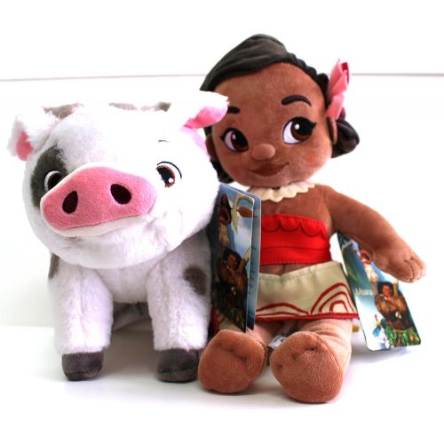 디즈니 Disney Moana & Pua, Plush Toys Animators Collection - Moana is 12 inches Tall - Pua is 7inches Tall and 10 inches Long - Genuine, Original, Authentic, Store