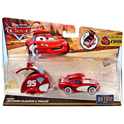 디즈니 Disney/Pixar Cars, Carburetor County Road Trip, Cruisin Lightning McQueen Die-Cast Vehicle with Trailer