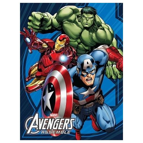 디즈니 Disney Avengers Earth Mightiest Heroes Iron Man, Hulk, and Captain American Super Soft Plush Oversized Twin Throw Sherpa Blanket