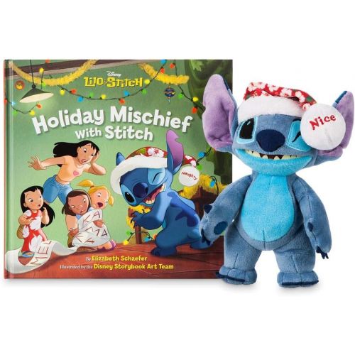 디즈니 Disney Stitch Poseable Plush and Holiday Mischief with Stitch Book Set
