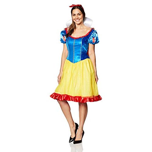 디즈니 Disguise Disney Deluxe Sassy Snow White Costume, Yellow/Red/Blue, Small/4-6