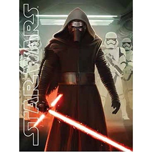 디즈니 Disney Lucas Films Star Wars Kylo Ren with Light Saber and Storm Troopers Printed Silk Touch Warm Sherpa Twin Size Throw/Blanket