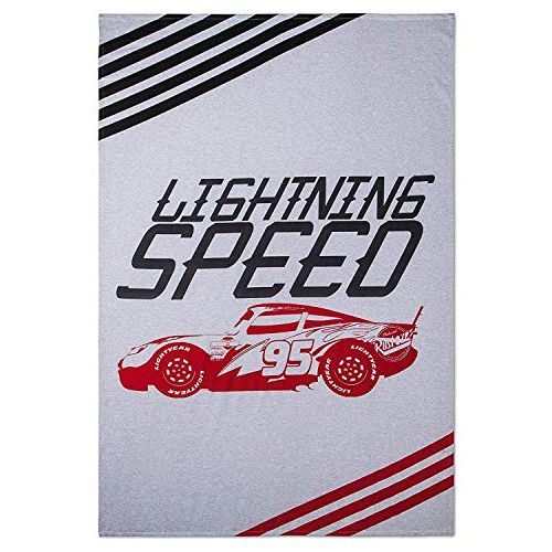 디즈니 Disney Cars Lightning McQueen Lightning Speed White & Gray Bed Blanket (Twin)