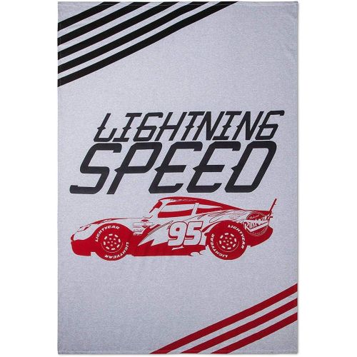디즈니 Disney Cars Lightning McQueen Lightning Speed White & Gray Bed Blanket (Twin)