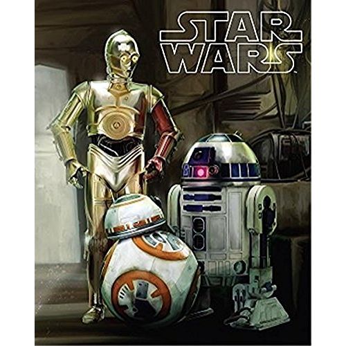 디즈니 Disney Star Wars Droids R2-D2, C-3PO, and BB8 Super Soft Plush Oversized Twin Sherpa Throw Blanket