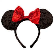 Disney Theme Parks Minnie Mouse Sequin Headband Red Black Mouse Ears