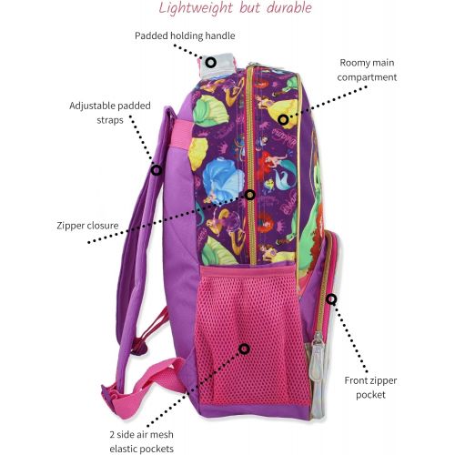 디즈니 Disney Princess Girls 16 Inch School Backpack Bag (One Size, Purple/Pink)