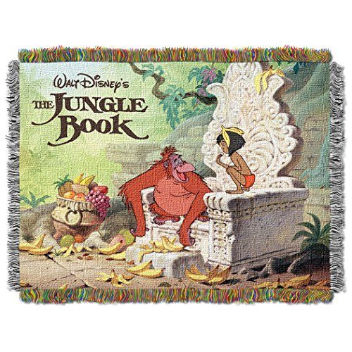 디즈니 Disneys The Jungle Book, King Louie Woven Tapestry Throw Blanket, 48 x 60, Multi Color