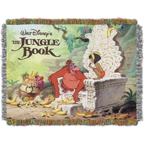 디즈니 Disneys The Jungle Book, King Louie Woven Tapestry Throw Blanket, 48 x 60, Multi Color