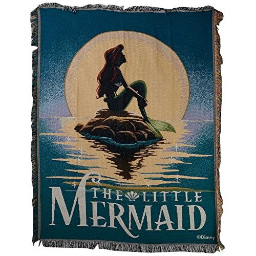 디즈니 Disneys The Little Mermaid, Poster Woven Tapestry Throw Blanket, 48 x 60, Multi Color