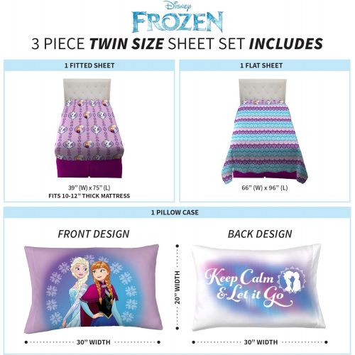 디즈니 Disney Frozen Kids Bedding Soft Microfiber Sheet Set, Twin Size 3 Piece Pack