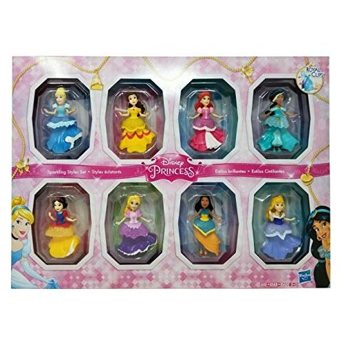 디즈니 Disney Princesses Sparkling Styles Small Doll Set of 8 Featuring Royal Clips