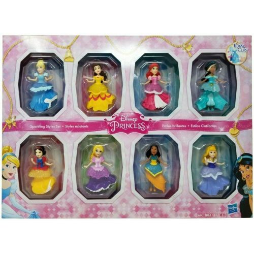 디즈니 Disney Princesses Sparkling Styles Small Doll Set of 8 Featuring Royal Clips